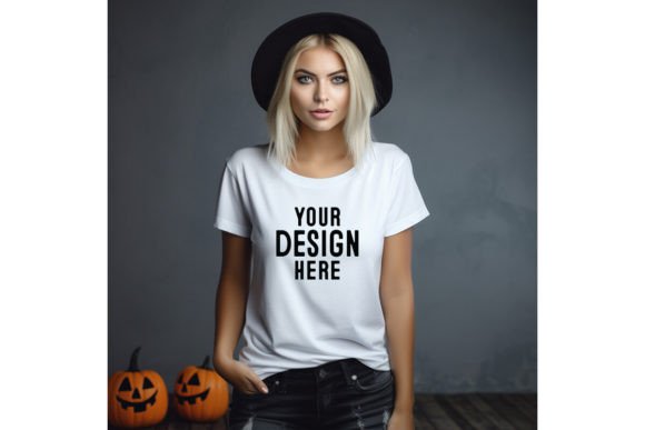 Download Woman Halloween Blank Tshirt Mockup - Premium Resources