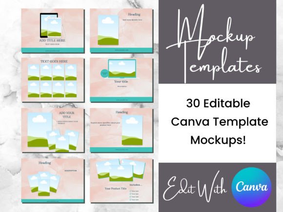 Download 15 Peachy Green Digital Product Mockups - Digital Collection